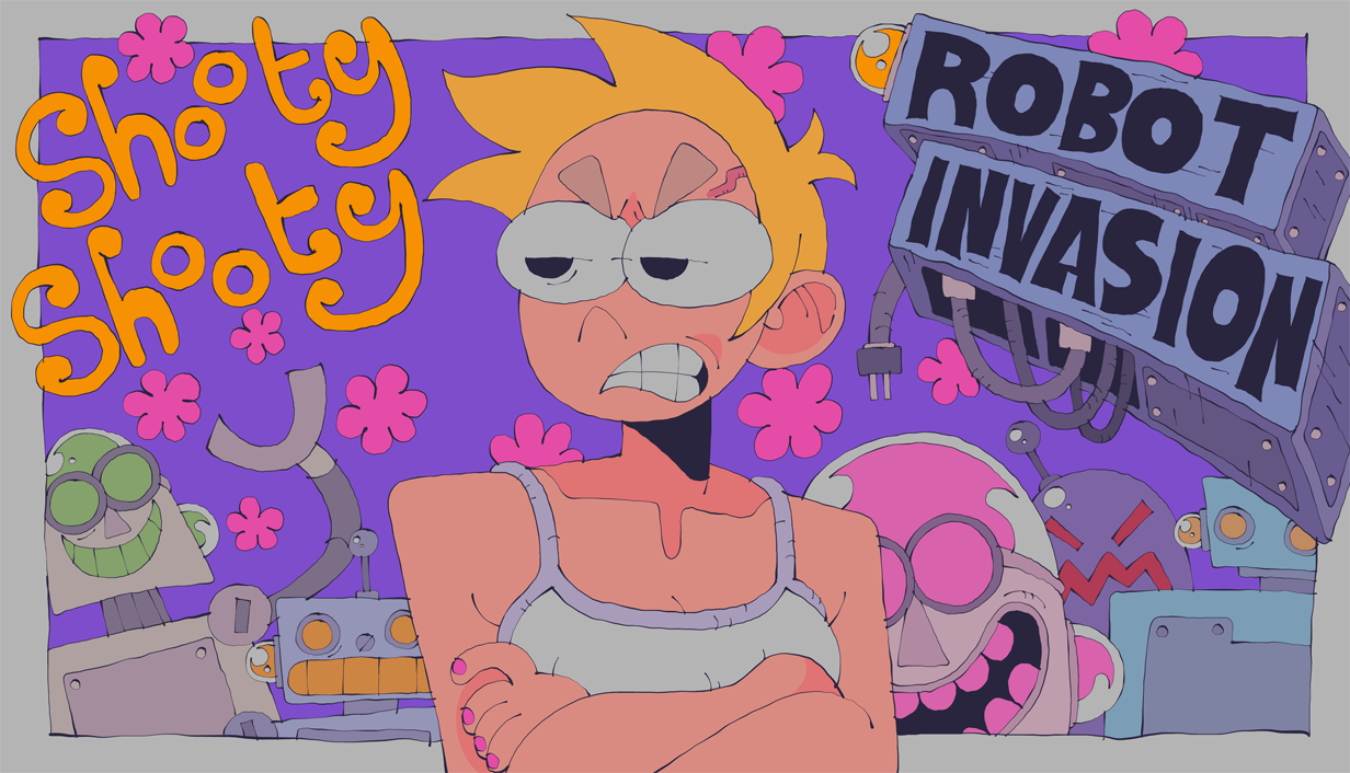 Bubby Darkstar Game Developer Logo - Shooty Shooty Robot Invasion